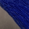 Czech Crystal Beads on Thread, Blue Transparent Faceted Rondelle, Diameter 3x2.5mm +/-, Length 36-38cm+