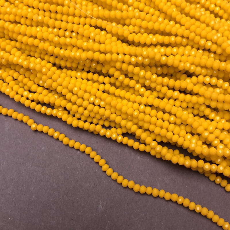 Czech Crystal Beads on Thread, Corn Matte Faceted Rondelle, Diameter 3x2.5mm +/-, Length 36-38cm+