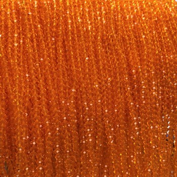 Beads Czech Crystal on fishing line Orange transparent faceted rondelle, diameter 3×2.5 mm + -, length 36-38 cm +