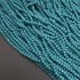 Czech Crystal Beads on Nylon Thread, Turquoise Matte Faceted Rondelle, Diameter 3.5x3mm +/-, Length 36-38cm+