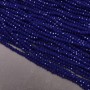 Czech Crystal Beads on Nylon Thread, Dark Blue Matte Faceted Rondelle, Diameter 3.5x3mm +/-, Length 36-38cm+