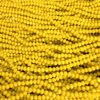 Czech Crystal Beads on fishing line yellow matte faceted rondelle, diameter 3.5x3mm +/-, length 36-38cm+