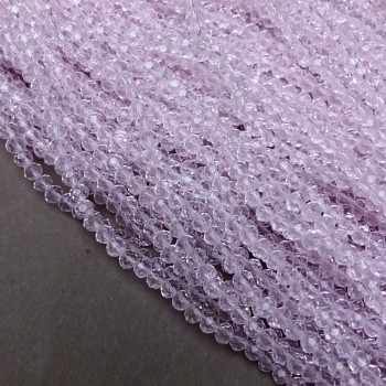Czech Crystal Beads on fishing line, soft pink transparent, faceted rondelle, diameter 3.5x3mm +/-, length 36-38cm +
