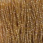 Czech Crystal Beads on fishing line, orange-peach transparent with petrol-tone shimmer, faceted rondelle, diameter 3.5x3mm +/-, length 36-38cm