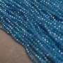 Czech Crystal Beads on Thread, Blue-Green Transparent with Petrol Sheen, Faceted Rondelle, Diameter 3.5x3mm +/-, Length 36-38cm+
