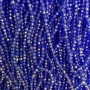 Czech Crystal Beads on Nylon Thread, Blue Transparent with Petrol Coating, Faceted Rondelle, diameter 3.5x3mm +/-, length 36cm +