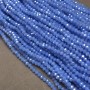 Czech Crystal Beads on Nylon Thread, Dark Cornflower-Blue Matte with Petrol Tint Faceted Rondelle, Diameter 3.5x3mm +/-, Length 36-38cm+