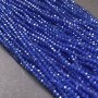 Czech Crystal Beads on Nylon Thread, Blue Transparent with Petrol Tint Faceted Rondelle, Diameter 3.5x3mm +/-, Length 36-38cm+