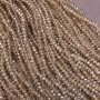 Czech Crystal Beads on fishing line, champagne transparent with petrol-tone shimmer, faceted rondelle, diameter 3.5x3mm +/-, length 36-38cm +