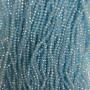 Czech Crystal Beads on fishing line, sky blue transparent with petrol-tone coating, faceted rondelle, diameter 3.5x3mm +/-, length 36m +