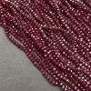 Czech Crystal Beads on fishing line, burgundy matte with petrol-tone shimmer, faceted rondelle, diameter 3.5x3mm +/-, length 36-38cm +