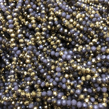 Czech Crystal Beads on fishing line, lilac assortment matte with coating, faceted rondelle, diameter 3.5x3mm +/-, length 36-38cm +