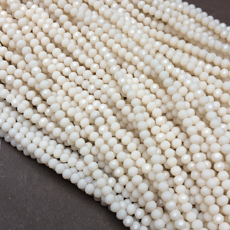 Czech Crystal Beads on a Strand, Peach Matte Faceted Rondelle, Diameter 3.5x3mm +/-, Length 36-38cm +