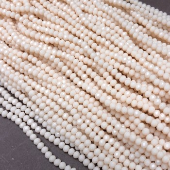 Czech Crystal Beads on a Strand, Soft Peach Matte Faceted Rondelle, Diameter 3.5x3mm +/-, Length 36-38cm +