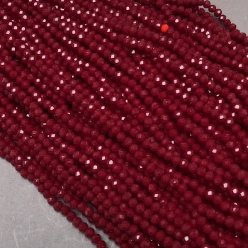 Czech Crystal Beads on a Strand, Dark Red Matte Faceted Rondelle, Diameter 3.5x3mm +/-, Length 36-38cm +
