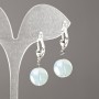 Moonstone Earrings (synthetic), smooth ball, diameter 12mm+/-, length 32mm+