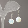 Moonstone Earrings (synthetic), faceted ball, diameter 12mm+/-, length 34mm+