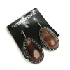 Clearance Carnelian Earrings "Dot Cross" Setting "Drop" Stone 3*2cm, length 4cm
