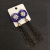 Tassel Earrings, Purple Flower with Chains, length 90mm