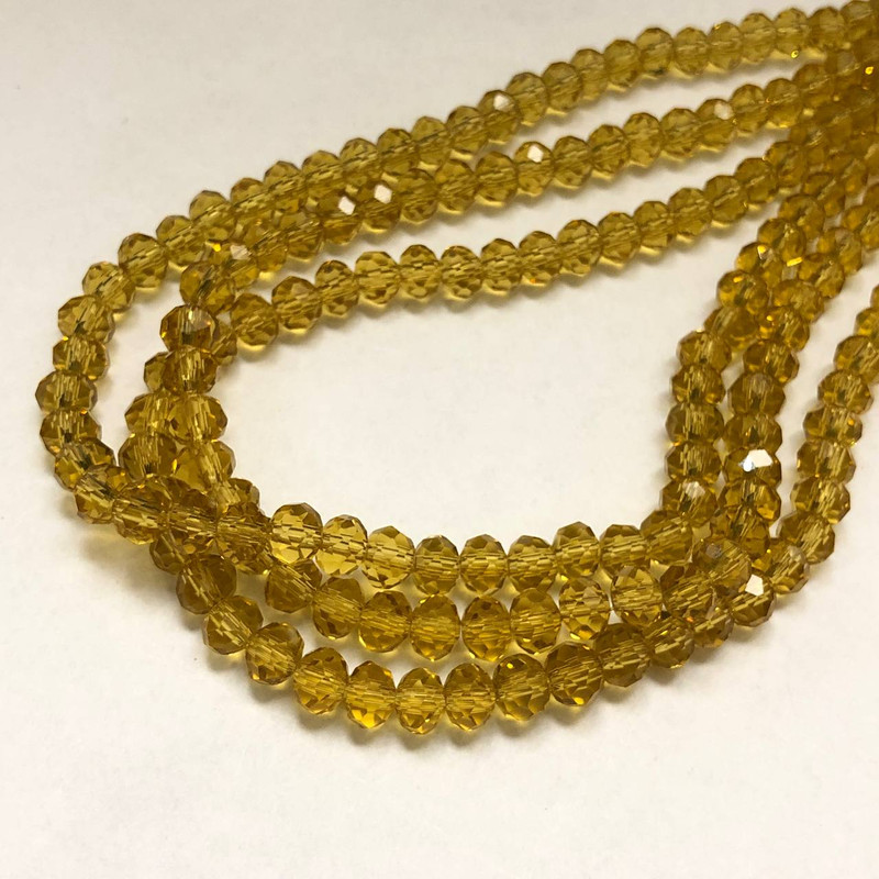 Czech Crystal Beads on String, Orange-Peach Transparent Faceted Rondelle, diameter 6x4.5mm+/-, length 38-40cm+