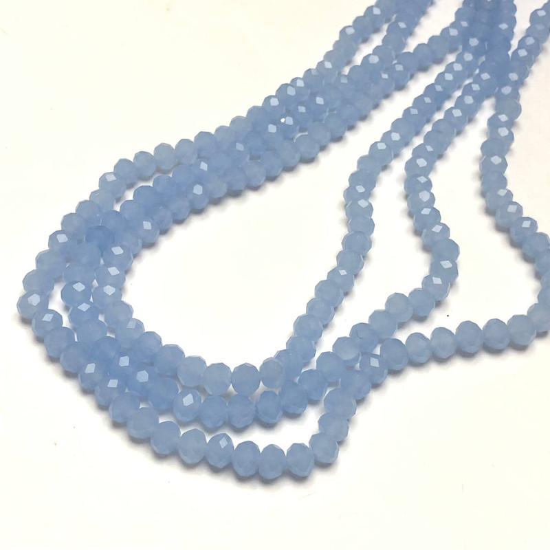 Czech Crystal Beads on a Strand, Cornflower Blue Matte Faceted Rondelle, Diameter 6x4.5mm +/-, Length 38-40cm+