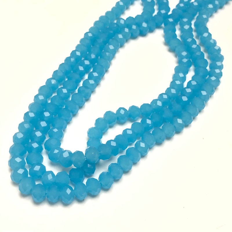 Czech Crystal Beads on a Strand, Heavenly Blue Matte Faceted Rondelle, Diameter 6x4.5mm +/-, Length 38-40cm+