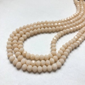 Czech Crystal Beads on a Strand, Peach Matte Faceted Rondelle, Diameter 6x4.5mm +/-, Length 38-40cm+