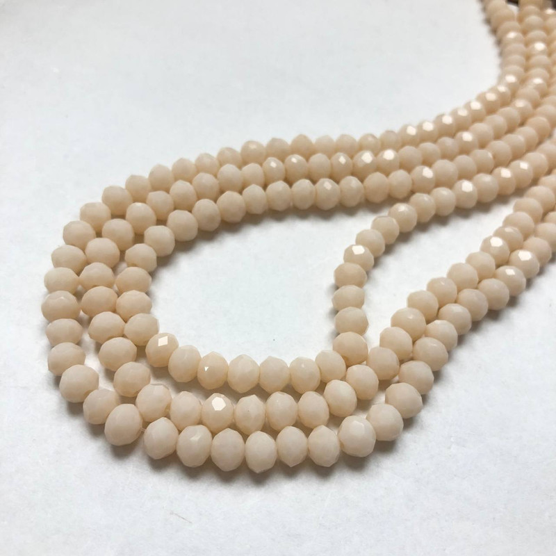Czech Crystal Beads on a Strand, Peach Matte Faceted Rondelle, Diameter 6x4.5mm +/-, Length 38-40cm+
