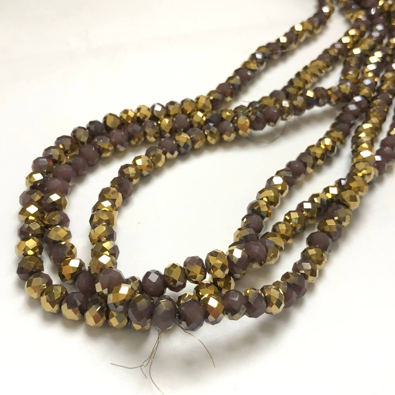 Czech Crystal Beads on a Strand, Assorted Lilac Matte with Dusted Coating Faceted Rondelle, Diameter 6x4.5mm +/-, Length 38-40cm+