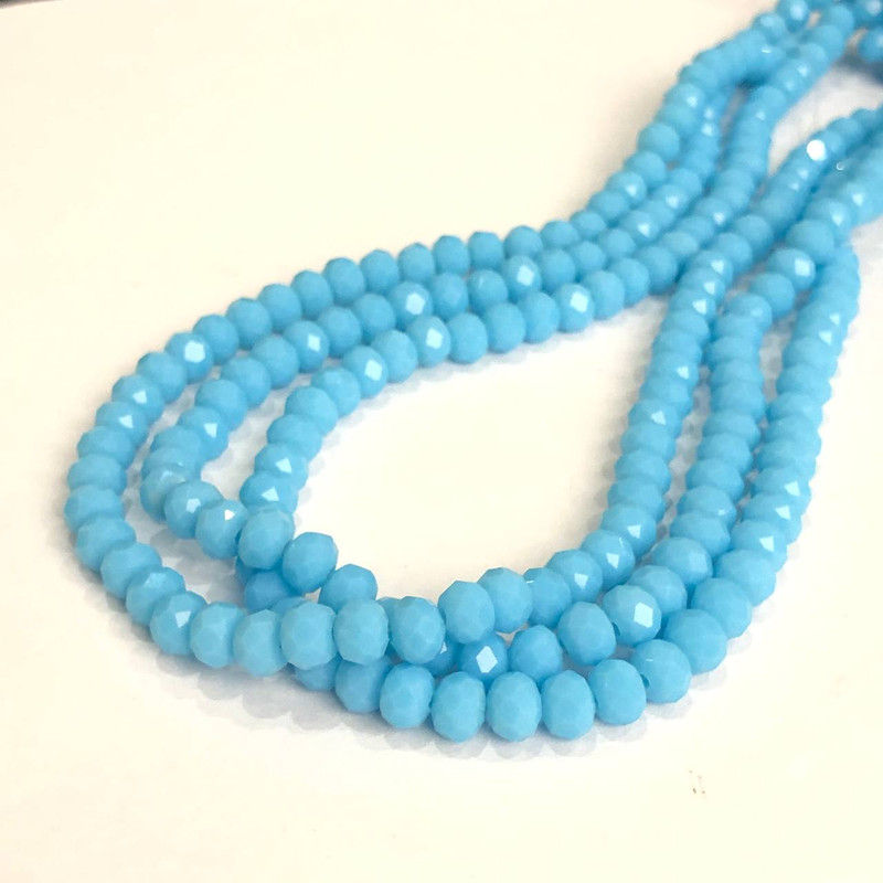 Czech Crystal Beads on a Strand, Azure Matte Faceted Rondelle, Diameter 6x4.5mm +/-, Length 38-40cm+