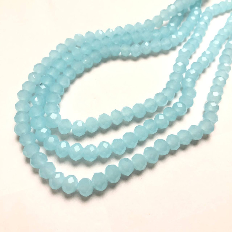 Czech Crystal Beads on a Strand, Pale Cornflower Blue Matte Faceted Rondelle, Diameter 6x4.5mm +/-, Length 38-40cm+
