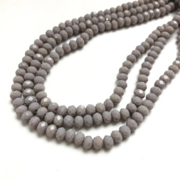 Czech Crystal Beads on a Strand, Smoky Grey Matte Faceted Rondelle, Diameter 6x4.5mm +/-, Length 38-40cm +