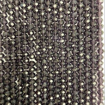 Czech Crystal Beads on Fishing Line, Dark Purple Faceted Rondelle, Diameter 6x5mm +/-, Length 42cm +