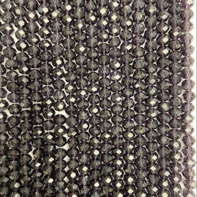 Czech Crystal Beads on Fishing Line, Dark Purple Faceted Rondelle, Diameter 6x5mm +/-, Length 42cm +