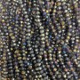 Czech Crystal Beads on Fishing Line, Grey with Petrol Coating Faceted Rondelle, Diameter 6x4.5mm +/-, Length 38-40cm +