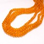 Czech Crystal Beads on Fishing Line, Orange Transparent Faceted Rondelle, Diameter 6x4.5mm +/-, Length 38-40cm +