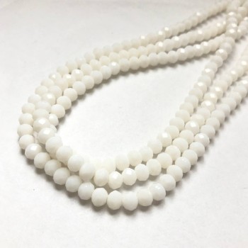Czech Crystal Beads on Fishing Line, Pale Peach Matte Faceted Rondelle, Diameter 6x4.5mm +/-, Length 38-40cm +