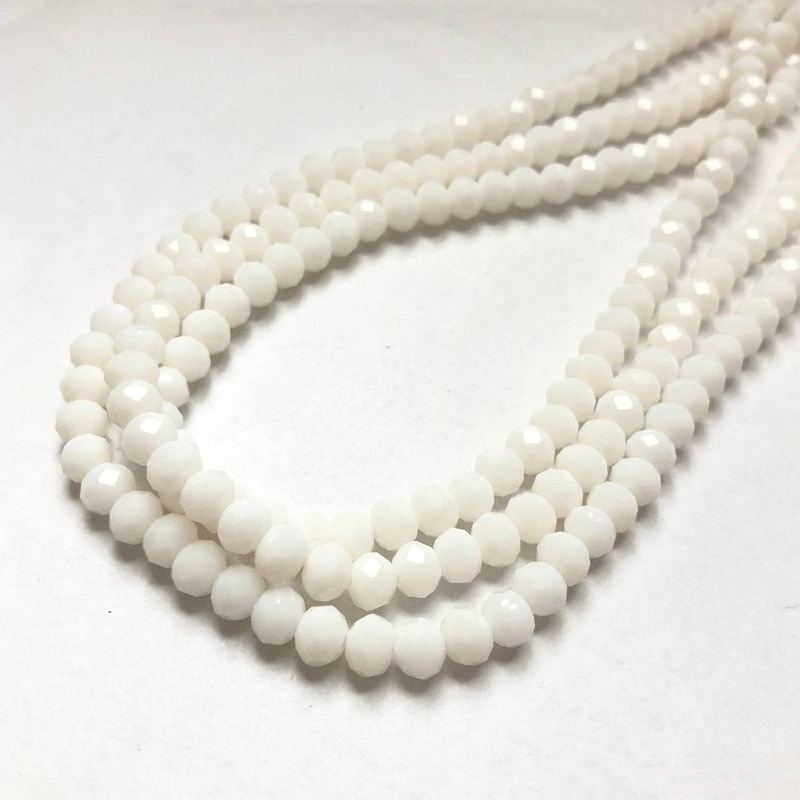 Czech Crystal Beads on Fishing Line, Pale Peach Matte Faceted Rondelle, Diameter 6x4.5mm +/-, Length 38-40cm +