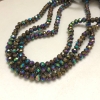 Czech Crystal Beads on Fishing Line with Petrol Coating, Faceted Rondelle, Diameter 6x4.5mm +/-, Length 38-40cm +