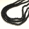 Czech Crystal Beads on Fishing Line, Black Matte Faceted Rondelle, Diameter 6x4.5mm +/-, Length 38-40cm +