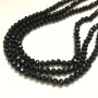 Czech Crystal Beads on Fishing Line, Black Matte Faceted Rondelle, Diameter 6x4.5mm +/-, Length 38-40cm +