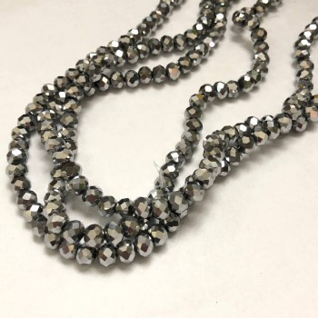 Czech Crystal Beads on Fishing Line with Coating, Faceted Rondelle, Diameter 6x4.5mm +/-, Length 38-40cm +
