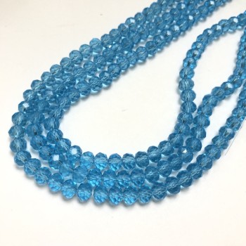Beads Czech Crystal on fishing line dark blue transparent faceted rondelle, diameter 6x4.5mm + -, length 38-40cm +