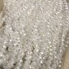 Czech Crystal Beads on Fishing Line, White Transparent with Petrol Sheen, Faceted Rondelle, Diameter 6x4.5mm +/-, Length 38-40cm +