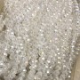Czech Crystal Beads on Fishing Line, White Transparent with Petrol Sheen, Faceted Rondelle, Diameter 6x4.5mm +/-, Length 38-40cm +