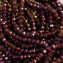 Czech Crystal Beads on Fishing Line, Plum Coating with Petrol Sheen, Faceted Rondelle, Diameter 6x4.5mm +/-, Length 38-40cm +