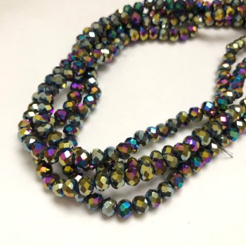 Czech Crystal Beads on Fishing Line with Coating, Faceted Rondelle, Diameter 6x4.5mm +/-, Length 38-40cm +