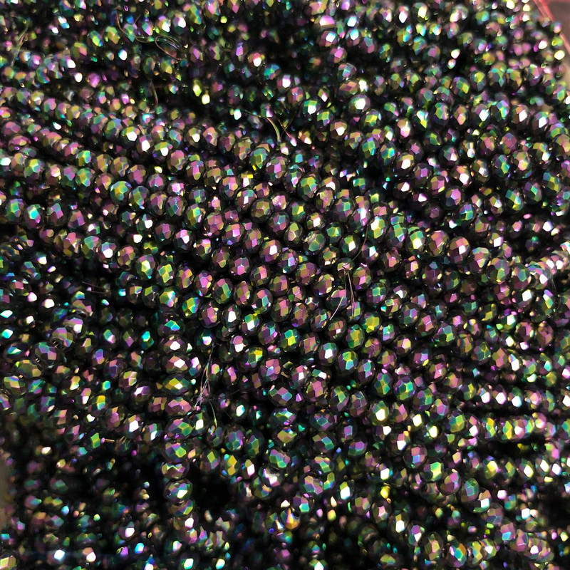 Czech Crystal Beads on Fishing Line with Coating, Faceted Rondelle, Diameter 3.5x3mm +/-, Length 36-38cm +