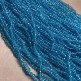 Czech Crystal Beads on fishing line blue-green transparent faceted rondelle, diameter 3.5x3mm +/-, length 36-38cm+