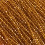 Czech Crystal Beads on fishing line dark yellow honey transparent faceted rondelle, diameter 3.5x3mm +/-, length 36-38cm+